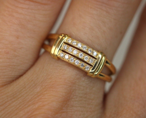 Bague en or jaune 18K & diamants