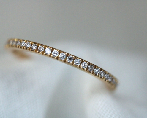 Alliance ligne - Or rose 18K & diamants