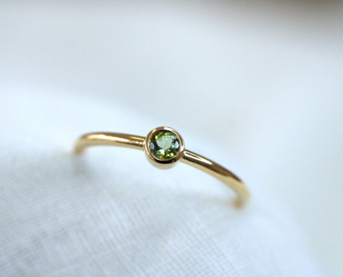 Bague en or jaune 18K & Tourmaline verte