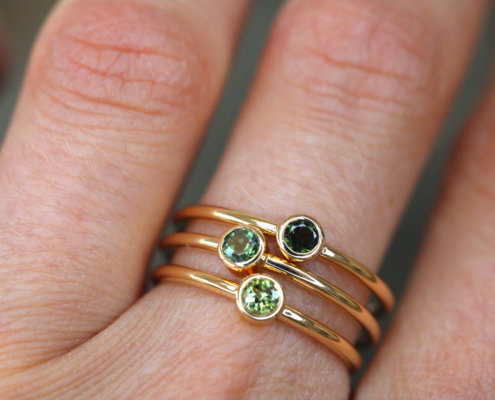 Bague en or jaune 18K & Tourmaline verte