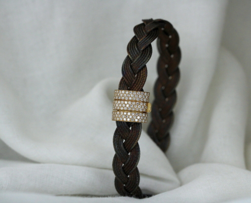 Bracelet homme - acier essence - or jaune 18K & diamants