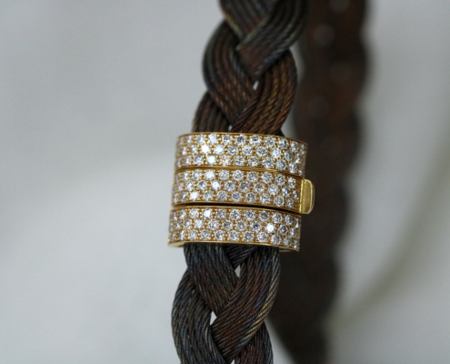 Bracelet homme - acier essence - or jaune 18K & diamants