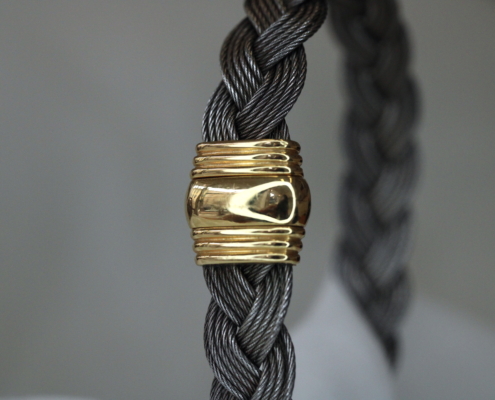 Bracelet homme - acier gris & or jaune 18K