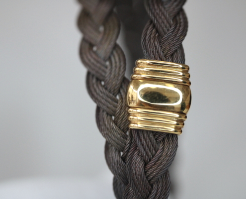 Bracelet homme - acier marron double & or jaune 18K