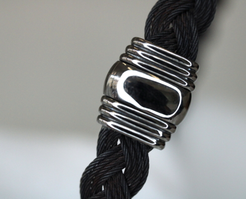 Bracelet homme - acier noir & or blanc 18K