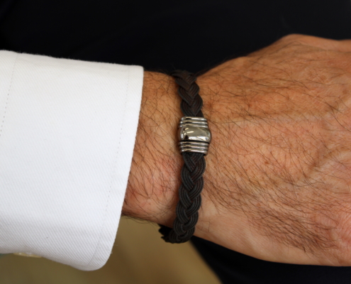 Bracelet homme - acier noir & or blanc 18K